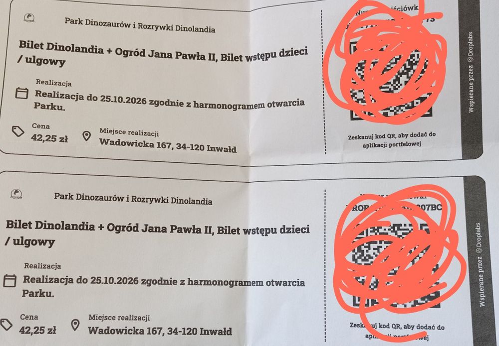 Dinolandia Małopolska Inwałd bilet ulgowy , dwa dostępne