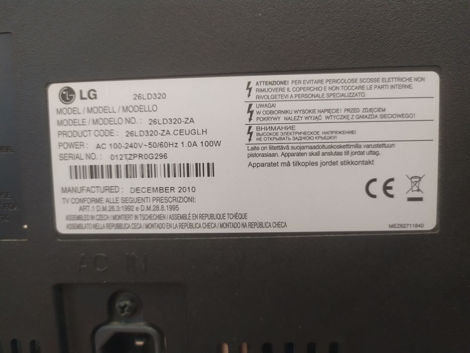 Televisão LG 26LD320 para peças