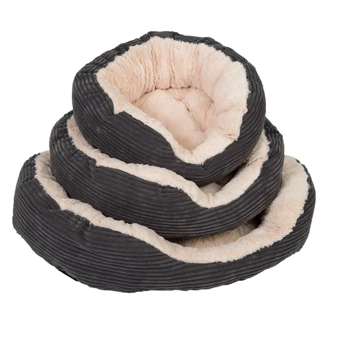 Legowisko dla Psa Cozy Cord L 81x63x18cm Plusz Ciemnoszare NOWE