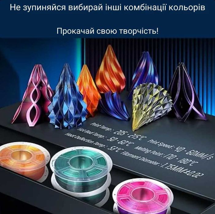 Пластик, філамент SUNLU Silk PLA Plus триколірна шовкова нитка PLA+