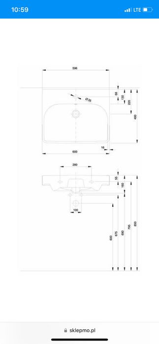 Koło traffic 60 cm umywalka meblowa, nowa