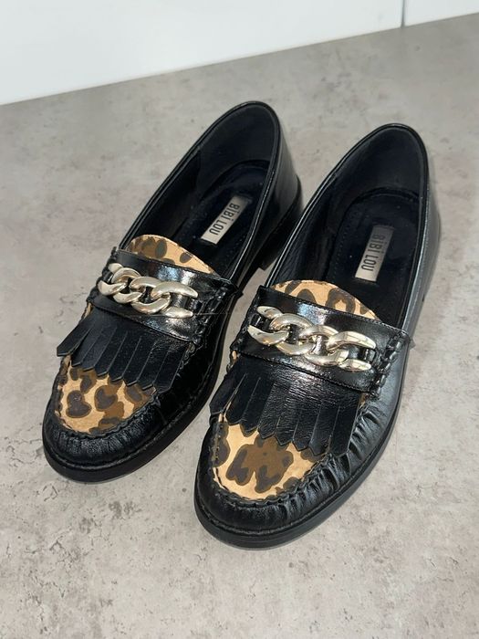 Bibi Lolu mokasyny z panterą loafersy 37 czarne