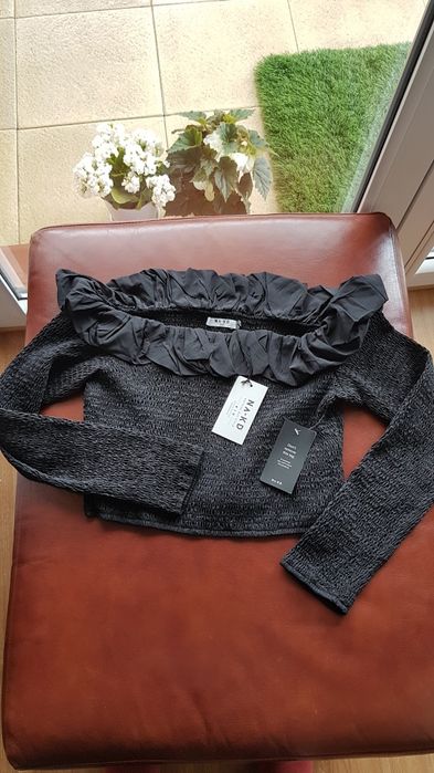Piękna NA-KD Off Shoulder Top bluzka hiszpanka czarna rozmiar 42-XL