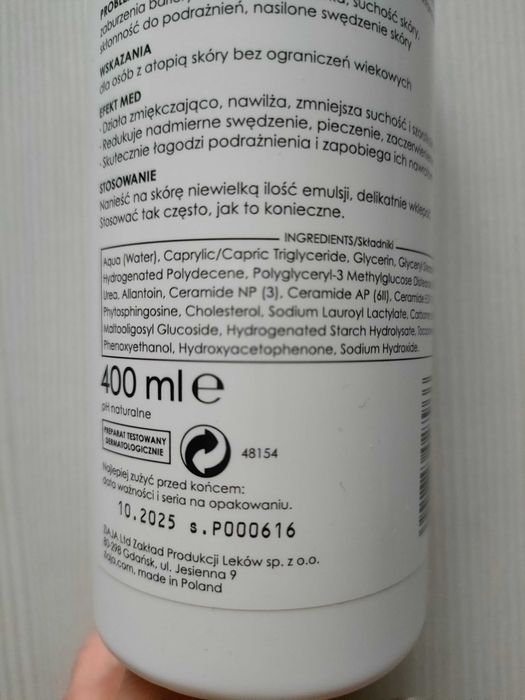 Emulsja do ciała Ziaja med pielęgnacja skóry z  AZS