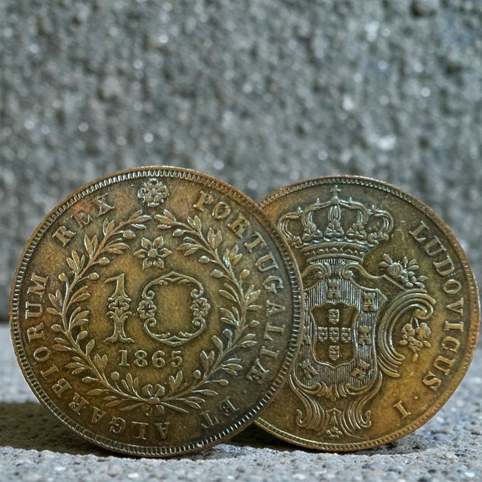 1865 - 10 Reis Açores D. Luis Bela+