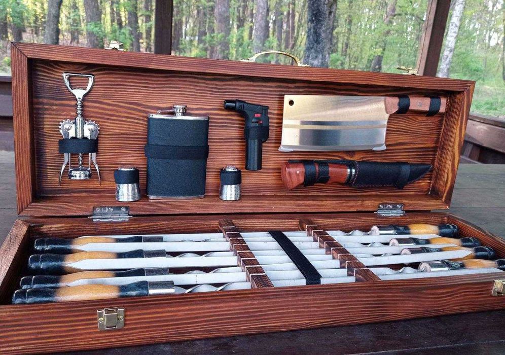 Наборы Шампуров в Кейсе.Подарок.Набор для Пикника.Подарочный кейс.