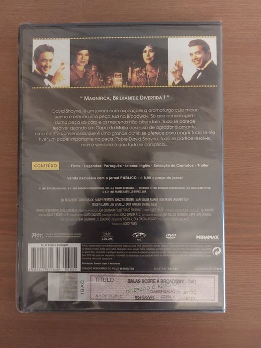 DVD NOVO e SELADO - " Balas sobre a Broadway" (1994)