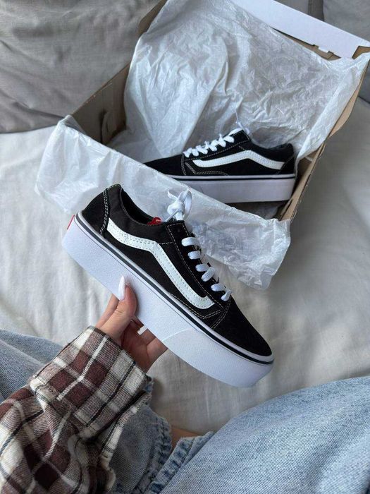 Кеди Vans Old Skool Platform / Ванс Олд Скул Платформ черные белые 38 39 40 41 42 43