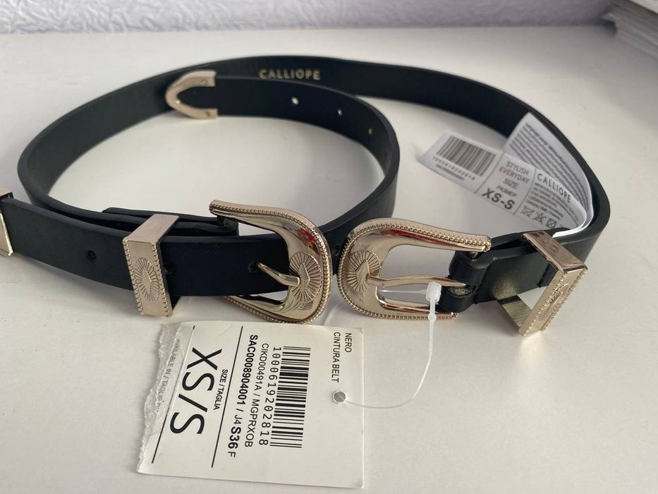 Пояс Calliope, с двумя пряжками, черный.