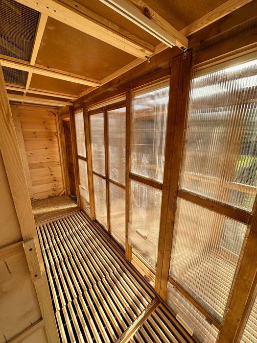 Gołębnik 7m x 2m Woliera 1m x 6m Wyposażenie delux