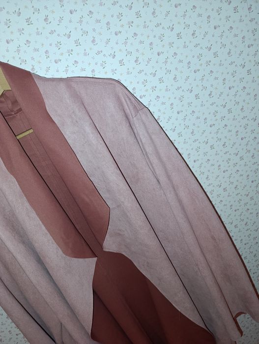 Płaszcz 50 5xl shein różowy zamszowy kimono pudrowy róż