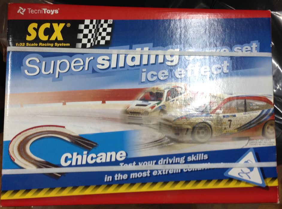 Chicane pista automóveis SCX com neve super slide novo selado sem uso