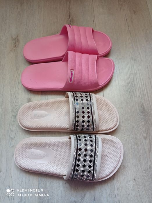 Klapki damskie 2 pary 40/41 nowe i używane