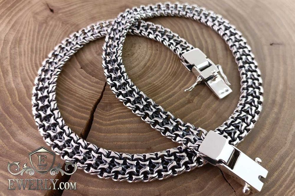 Мужская Серебряная Цепочка Двойной Арабский Бисмарк. Срібний ланцюг