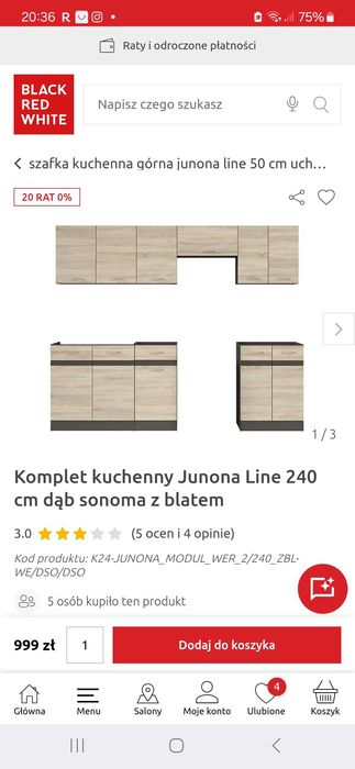 Szafka kuchenna nad okap dąb sonoma 60 cm Junona BRW