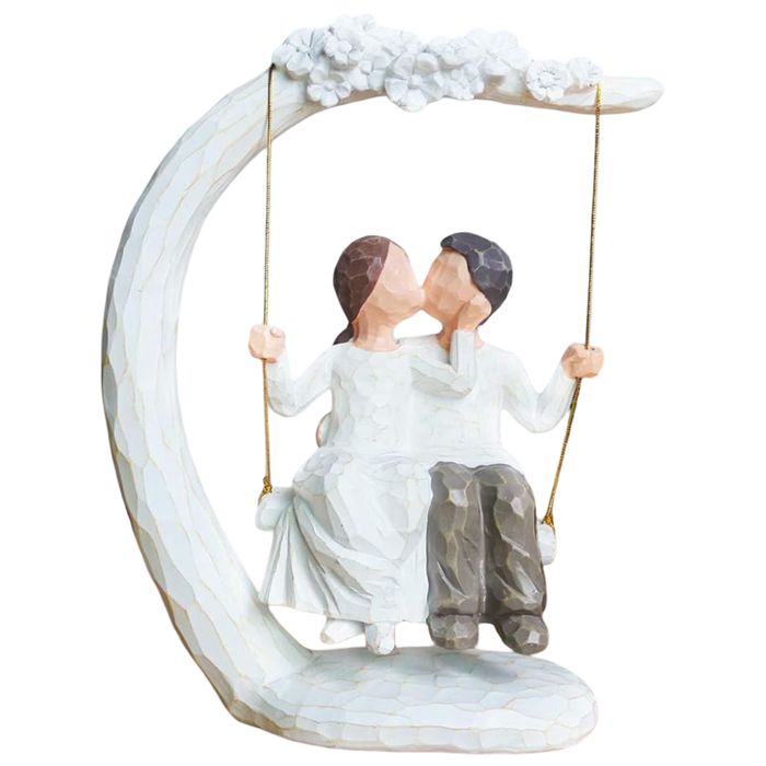Figurka zakochanej pary - ręcznie malowana żywica - 23 cm