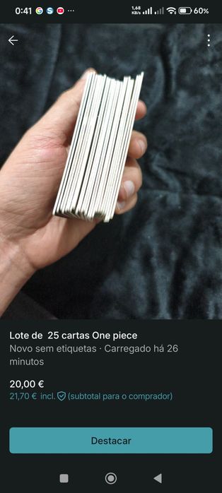 Lote de 24  cartas One piece nenhuma repetida