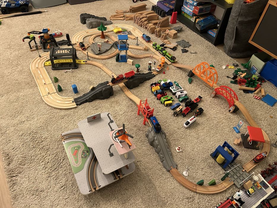 Tory drewniane kolejka zestaw Wiele elementów i pociągi IKEA Brio Lidl