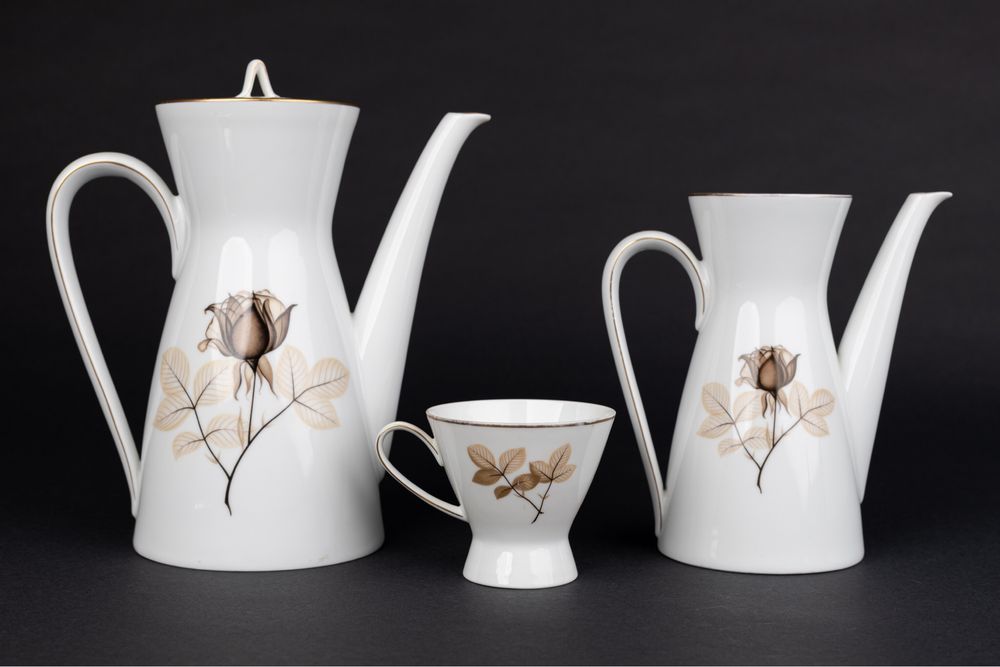 Rosenthal Form 2000 czarna róża dzbanek filiżanka komplet porcelana