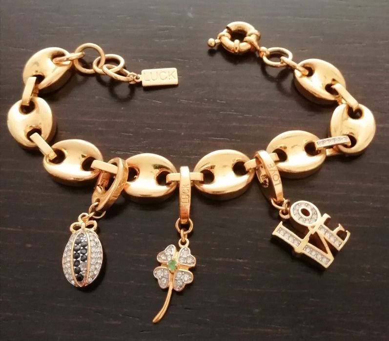 Pulseira de Prata dourada com cristais Swarovski