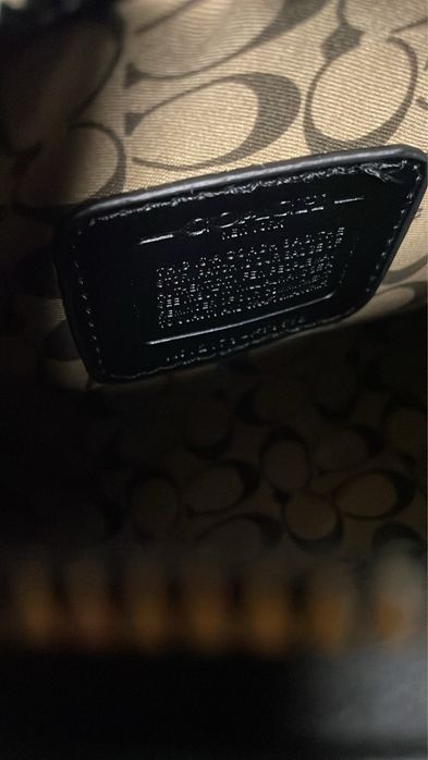 Mala Coach Monograma Preto/Cinza com Ferragens Douradas