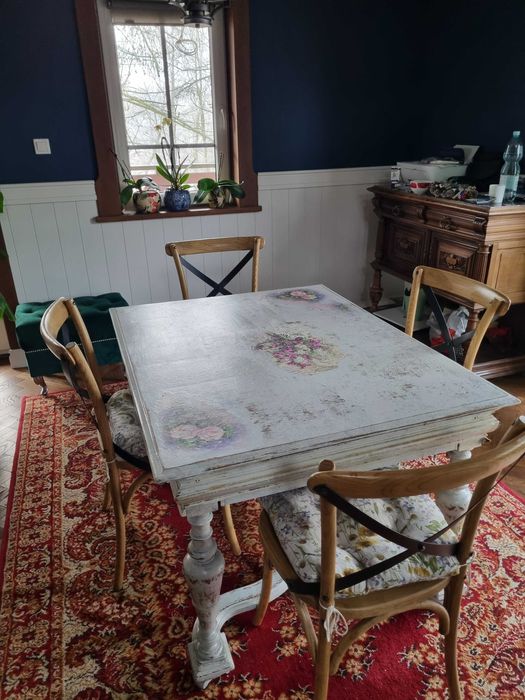 Dębowy stuł decupage