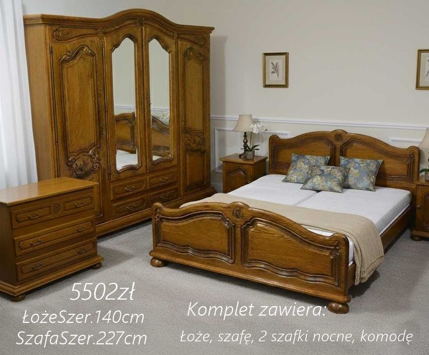 Meble sypialniane / łóżko-szafa-szafki-nocne