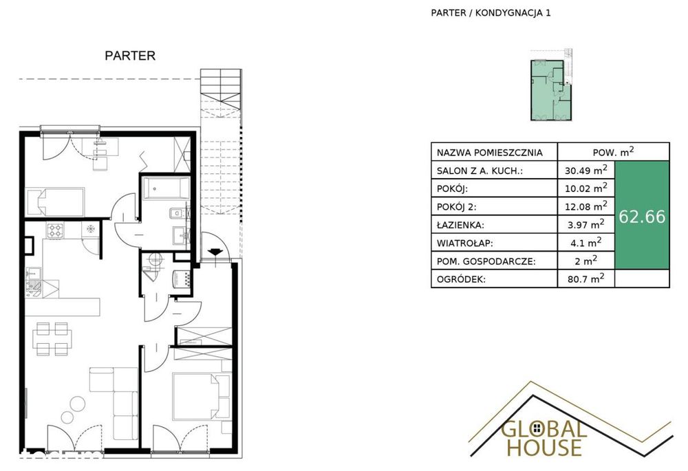 Kraków, Wola Justowska, 3 pokoje 62,66 m², pompa C - Widok 2