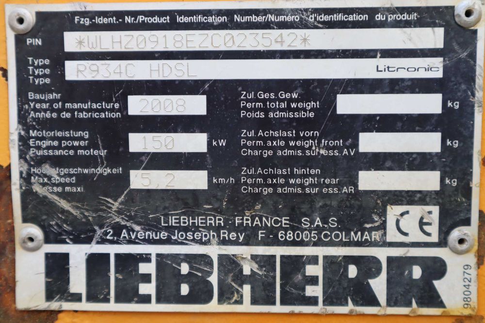 Liebherr R934C HDSL 2008 Escavadora de Rastos