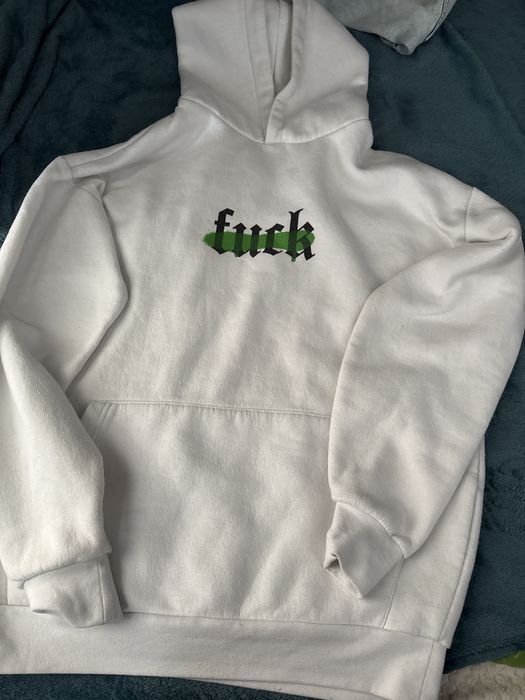 biała bluza z napisem fuck rozmiar M