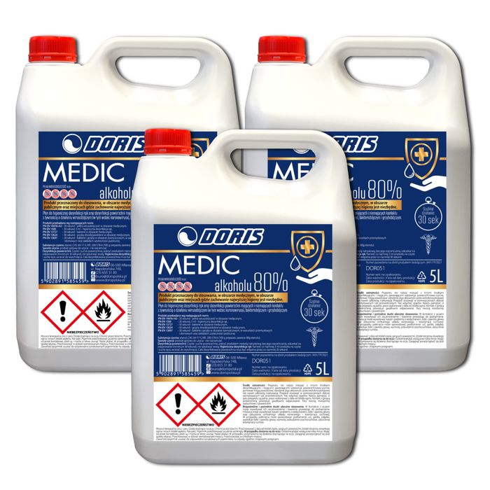 DORIS Medic Płyn do  dezynfekcji 80% 15L Zestaw 3szt x 5L