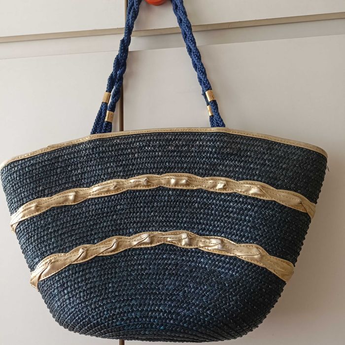 Torba plażowa granatowa na zamek