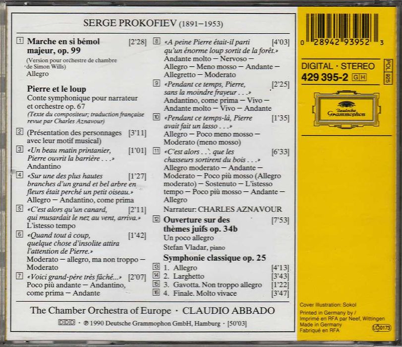 CD Prokofiev - Pedro e o Lobo + Sinfonia Clássica + Abertura sobre Temas Hebraicos + Marcha Op.99