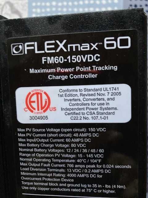 OutBack Power Outback FLEXmax FM 60 Solar Charge Controller475601706692136961