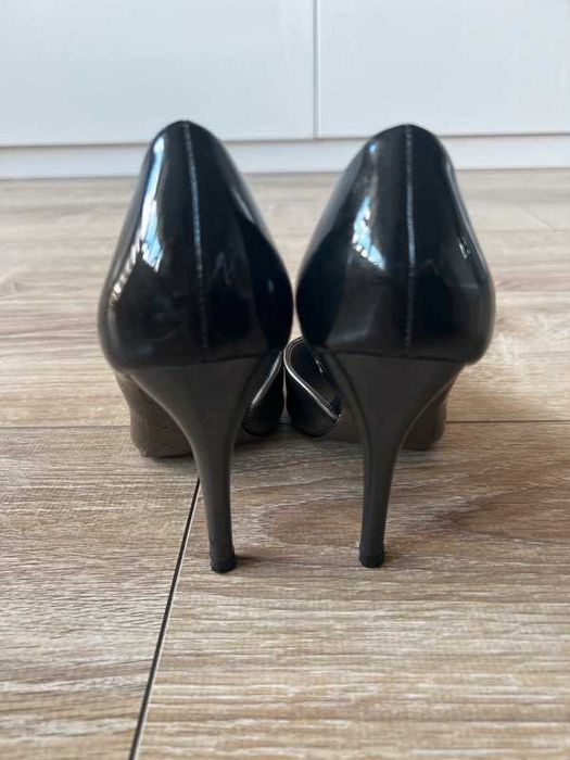 Buty na obcasie - Jenny Fairy - rozmiar 37 - srebrno-czarny