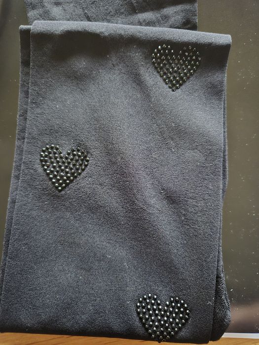 Rajstopy Calzedonia Tezenis s/m czarne w serduszka kryształki 20 den