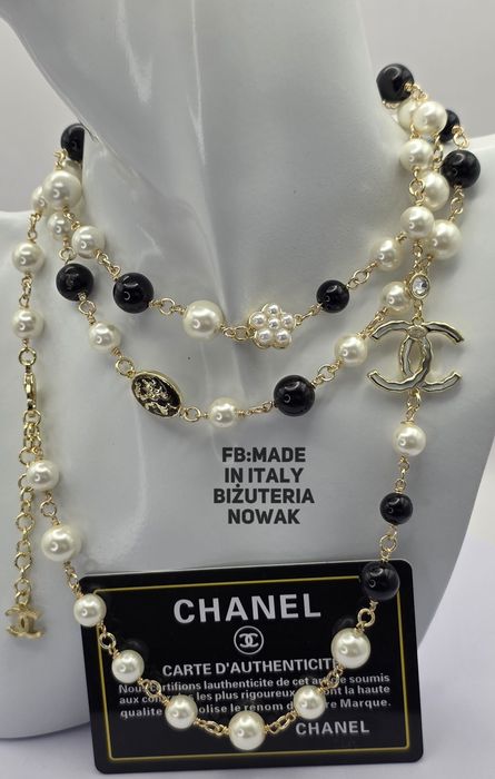 Naszyjnik korale sztuczne perły chanel 102cm