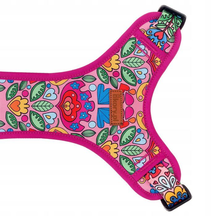 miękkie szelki bezuciskowe puszorek dla psa m 25 mm różowe wzorki