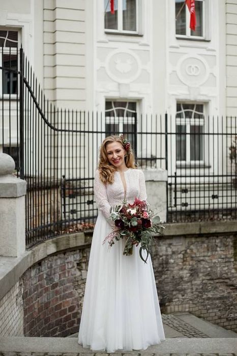Suknia ślubna Julia Rosa rozm. 38 boho rustykalna koronka