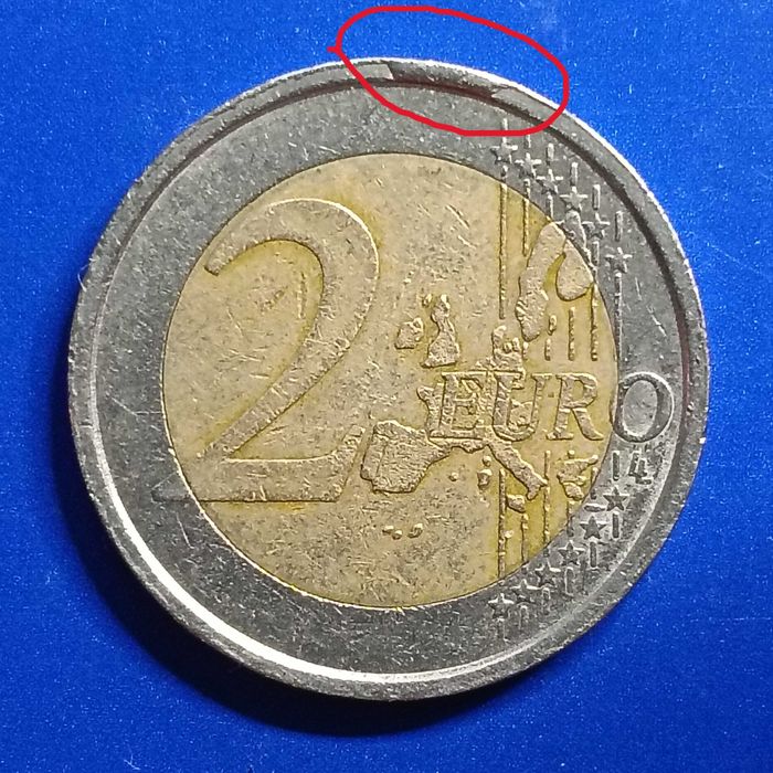 Moeda 2 Euros 2002 Italia com Defeito Raro