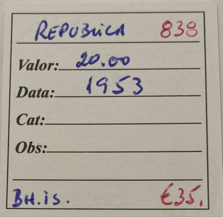 Moeda 838 - 20 Rscudos 1953