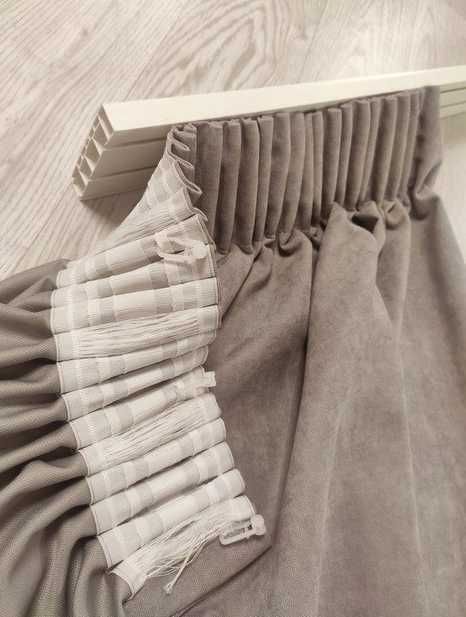 Штора Декорин Мікровелюр 250х240 Сіро-бежева 1 шт.