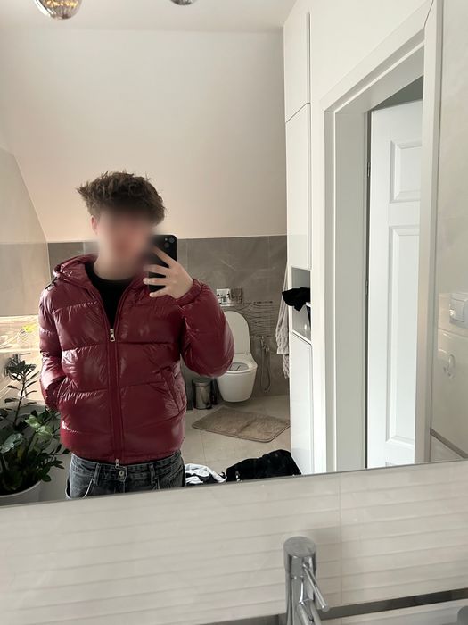 Shiny Red Puffer Coat Japan style