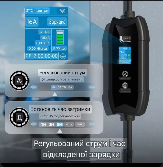 Feyree Зарядне Зарядка для електромобіля  Type 2 Tesla 16А