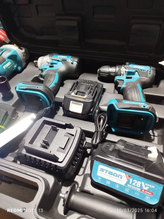 Kit 3 máquinas motor brushless c/2 baterias 128v 6.0ah marca STBON