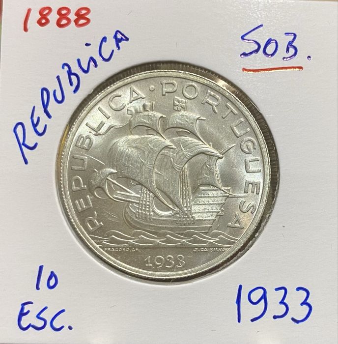 Moeda 1888 - 10$00 Escudos 1933 Soberba