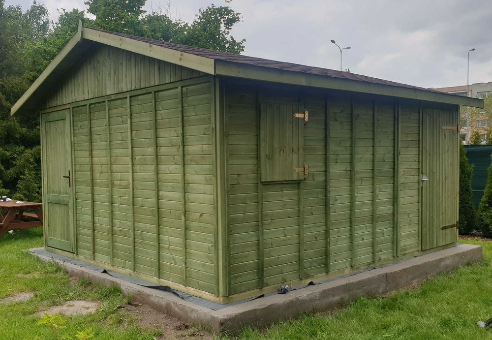 Domek narzędziowy ogrodowy drewniany 4×4 m altana drewutnia 16m na ROD