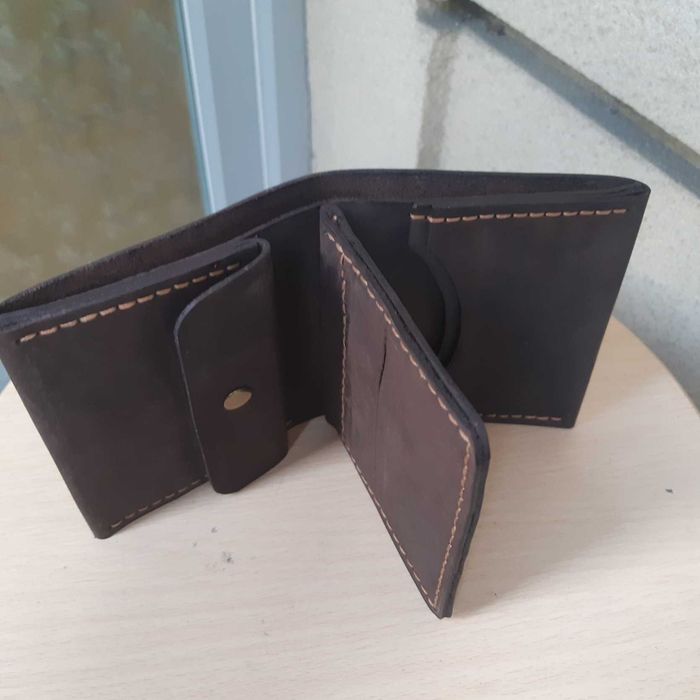 Portfel męski skórzany na siedem kart z grawerem handmade