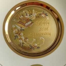 Prato porcelana japonesa Chokin, 50º aniversário ouro 24kt