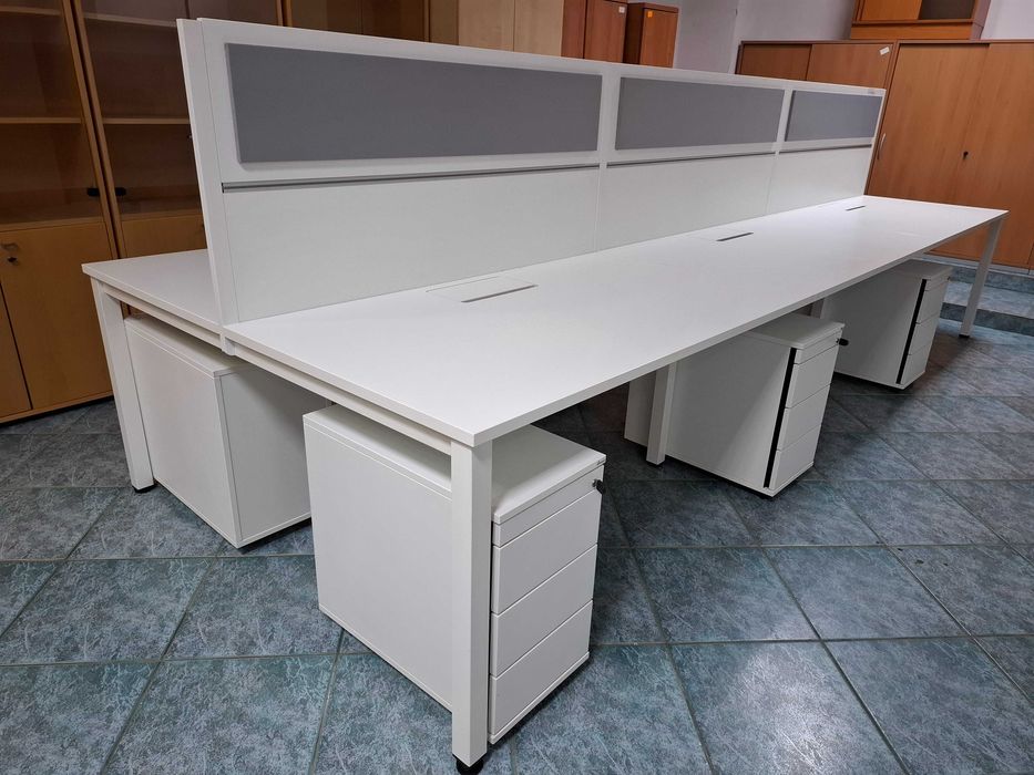 Biurko 6 stanowiskowe typu Bench Maro 420x160 białe
